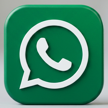 Green square icon with white WhatsApp logo featuring a phone inside a speech bubble