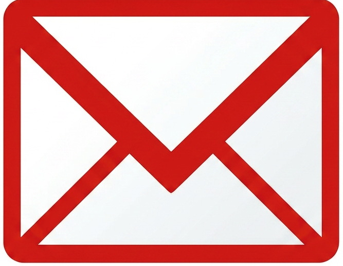 Multicolored envelope icon with blue, red, yellow, and green bands
